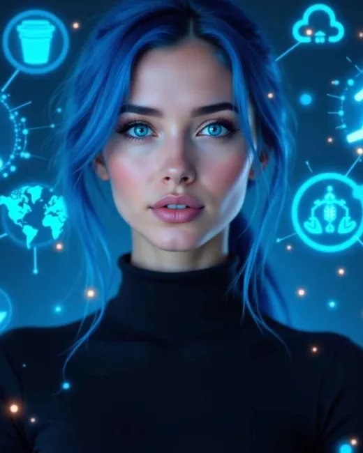 sally is dynamic, futuristic illustration that visually represents the concept of Bio-AI Hacks: 5 Smart Ways AI Is Optimizing Your Metabolism Daily. Depict a diverse, energetic individual surrounded by five glowing, interconnected icons or holograms, each symbolizing a different AI-driven metabolic optimization: real-time nutrition analysis (healthy foods and data streams), personalized exercise guidance (fitness tracker, running shoes), sleep optimization (moon, smart wearable), stress reduction (calm mind, neural network), and metabolic flexibility (cellular or molecular graphics). Integrate subtle digital elements like circuit patterns, neural networks, or data overlays to convey the fusion of biology and artificial intelligence. The overall style should be sleek, modern, and inspiring—emphasizing empowerment, innovation, and daily wellness through AI. Use vibrant colors and soft lighting to evoke a sense of vitality, metabolism, and progress.