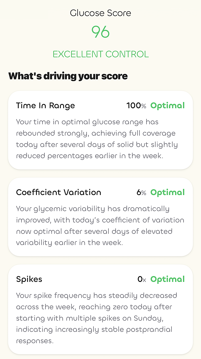 Glucose Score screen in the A1C app